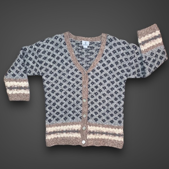 v i n t a g e :: Cozy Geometric Colorblock Granny Wool Knit Cardigan - Picture 3 of 11